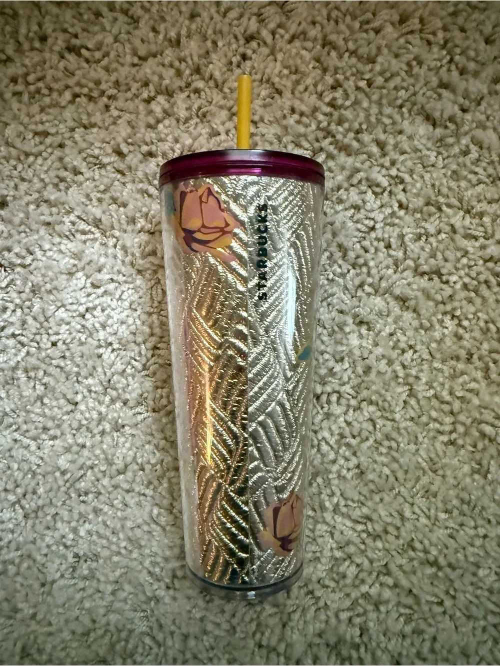 Starbucks gold and floral tumbler